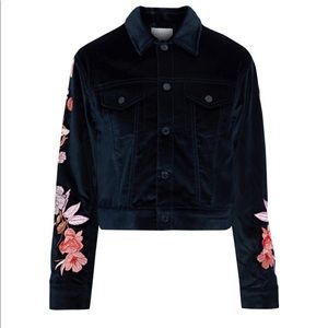 Sandro Cylia embroidered cotton-velvet jacket